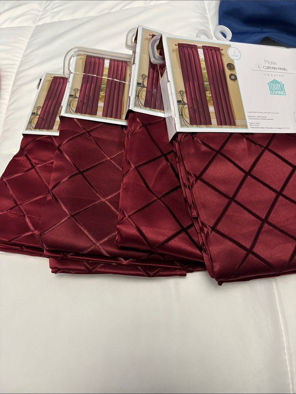 Burgundy Diamond-Quilted Curtain Panel